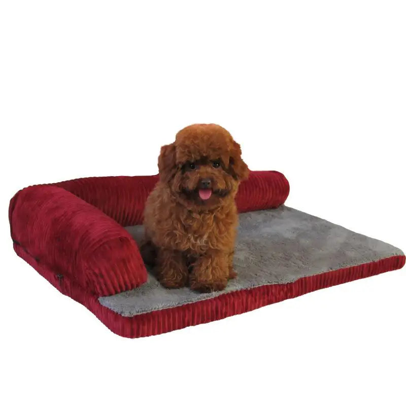 Cama para Perro y Gato, Almohada Cuadrada de Sofá en Forma L, Cubierta Lavable a Máquina y Alfombra Desmontable para Perros y Gatos Medianos y Grandes