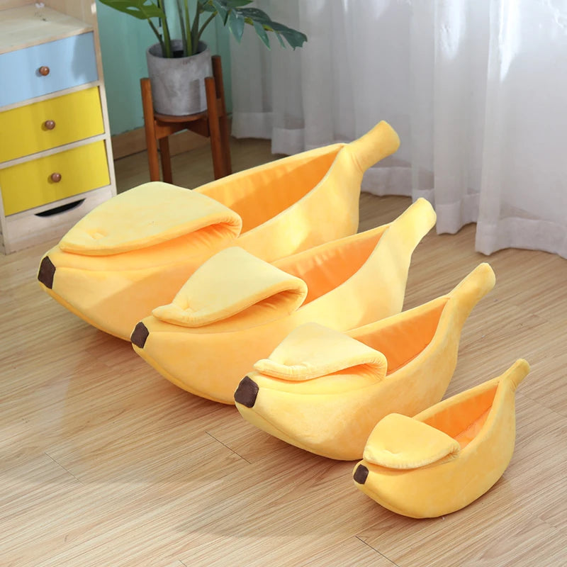 Cama para Mascotas en Forma de Banana, Nido Cómodo para Gatos, Almohada Acolchada de Invierno, Cálida, Suave y Divertida