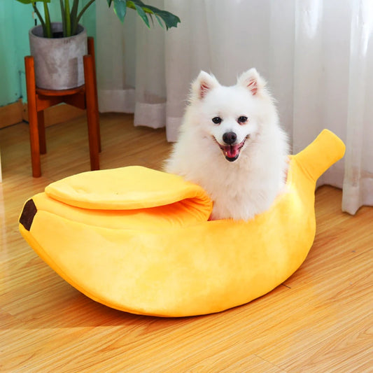 Cama para Mascotas en Forma de Banana, Nido Cómodo para Gatos, Almohada Acolchada de Invierno, Cálida, Suave y Divertida