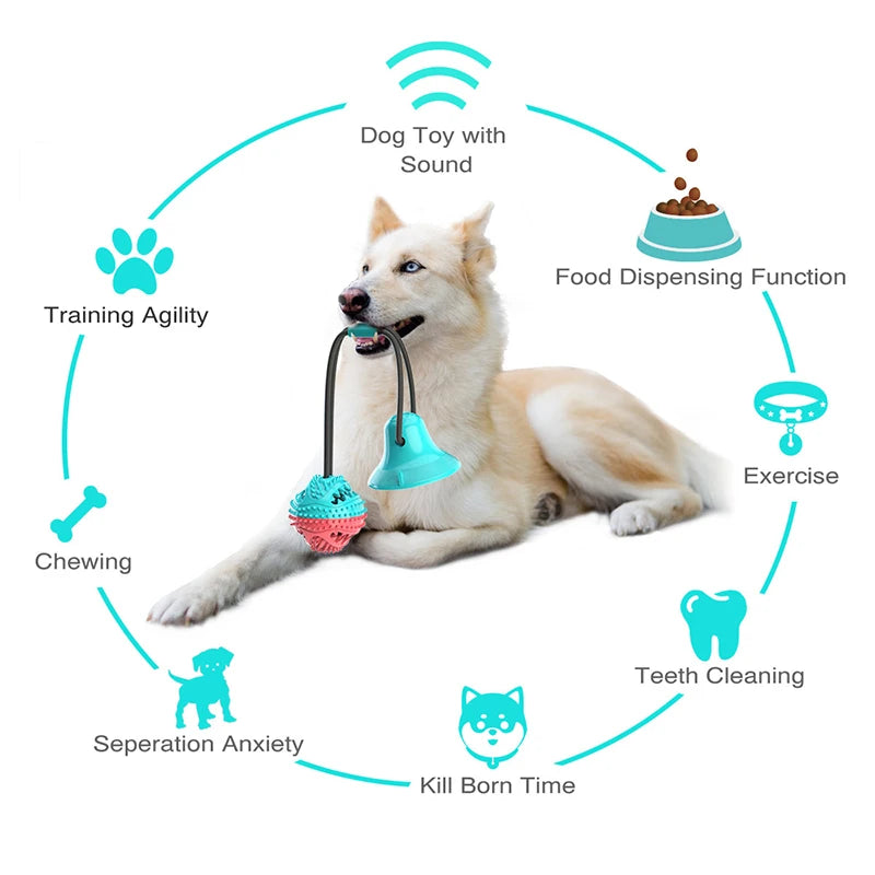 "Juguete Interactivo para Perros Grandes – Pelota con Succión, Cuerda y Alimentador Lento