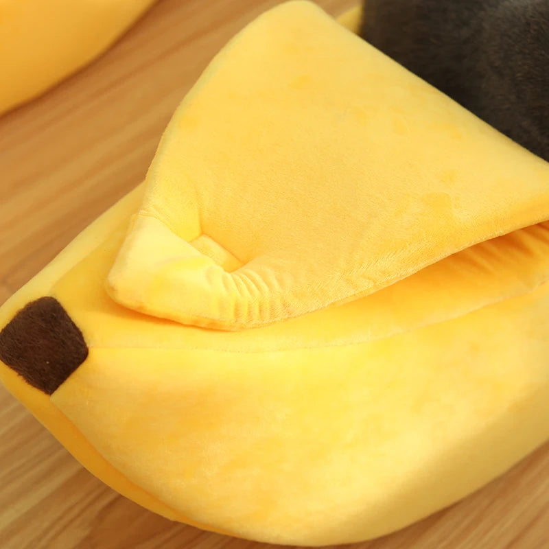 Cama para Mascotas en Forma de Banana, Nido Cómodo para Gatos, Almohada Acolchada de Invierno, Cálida, Suave y Divertida