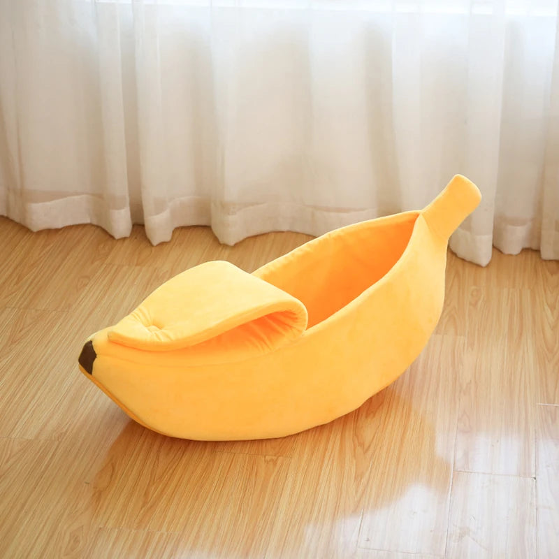 Cama para Mascotas en Forma de Banana, Nido Cómodo para Gatos, Almohada Acolchada de Invierno, Cálida, Suave y Divertida